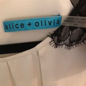 Alice & Olivia Black Lace Silk Tank